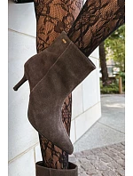 Kožené semišové kotníčkové boty na podpatku s podšívkou Big Star model 22386424 Hnědé - Big Star Shoes