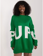 Zelený oversize sveter s okrúhlym výstrihom
