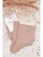 Dámske bavlnené ponožky s medvedíkom - béžové