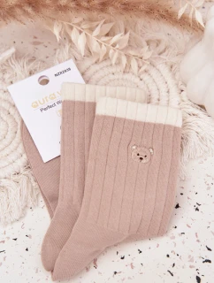 Dámske bavlnené ponožky s medvedíkom - béžové