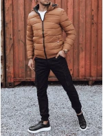 Pánska prešívaná zimná bunda s kapucňou FashionStreet camel TX4829 Pánska prešívaná zimná bunda s kapucňou FashionStreet camel TX4829