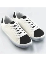 Dvojfarebné bielo-čierne dámske šnurovacie trampky (6340)