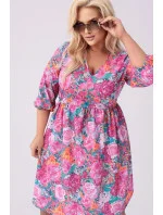 Ružové a zelené dámske letné kvetinové šaty (8276) Ružové a zelené dámske letné kvetinové šaty (8276)