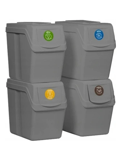 Odpadkový kôš 20 l SORTIBOX SET4 PACKY ŠEDÉHO KAMEŇA detské