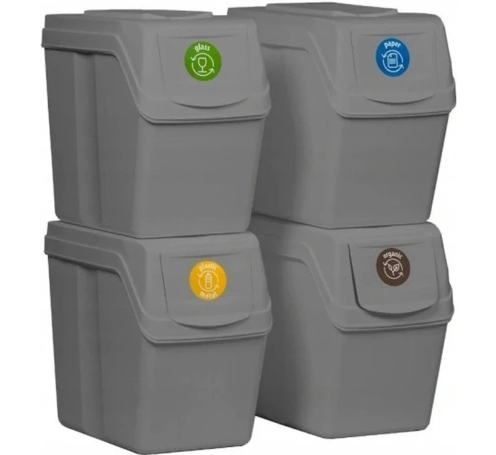 Odpadkový kôš 20 l SORTIBOX SET4 PACKY ŠEDÉHO KAMEŇA detské
