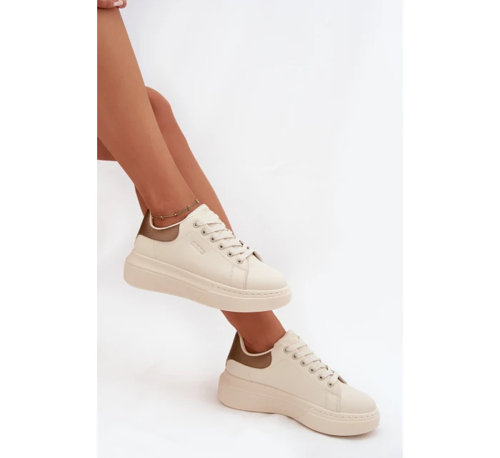 Sneakersy Damskie Na Platformie Big Star SS274246 Jasnobeżowe Sneakersy Damskie Na Platformie Big Star SS274246 Jasnobeżowe