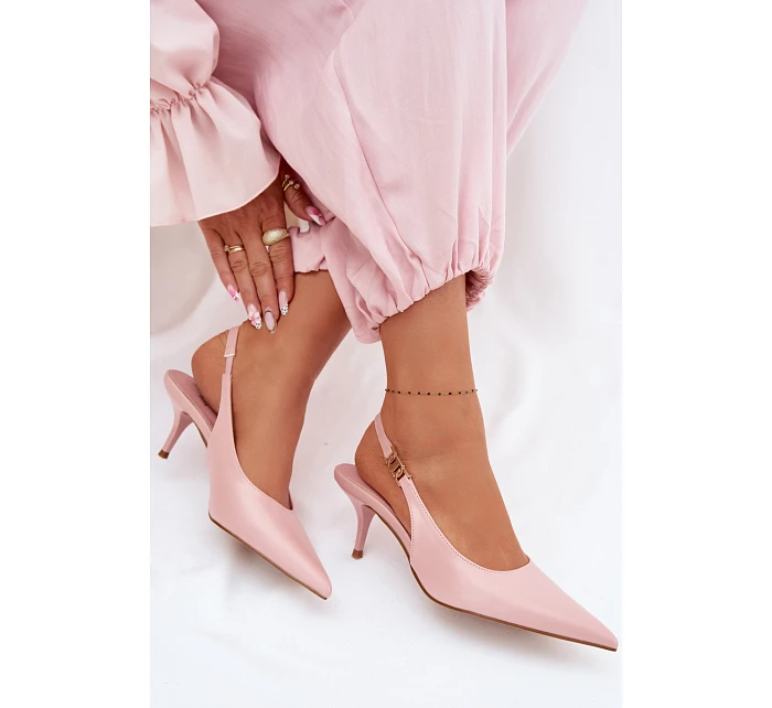 Dámské sandály z umělé kůže na podpatku Růžové Jelissey