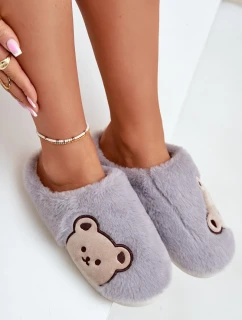 Dámske huňaté papuče s medvedíkom Grey Fiorinella
