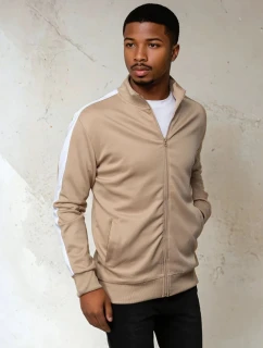 Pánska mikina na zips béžová FashionStreet BX5564