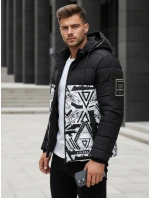 Pánska prešívaná zimná bunda s kapucňou čierna FashionStreet TX5131 Pánska prešívaná zimná bunda s kapucňou čierna FashionStreet TX5131