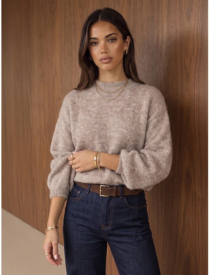Klasický dámský svetr s kulatým výstřihem Fango FashionStreet MY2598