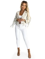 624-1 Krátka bunda so strapcami z mäkkej ekokože - béžová 624-1 Krátka bunda so strapcami z mäkkej ekokože - béžová