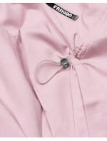 Tenký dámsky prehoz cez oblečenie v špinavo ružovej farbe s kapucňou (B8118-81)