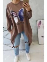 Halenka s oversize potiskem mocca Halenka s oversize potiskem mocca