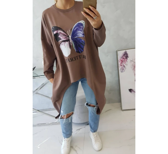 Halenka s oversize potiskem mocca Halenka s oversize potiskem mocca