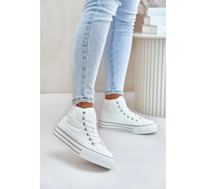 Zateplené dámské tenisky na platformě model 21675260 bílé - Big Star Shoes