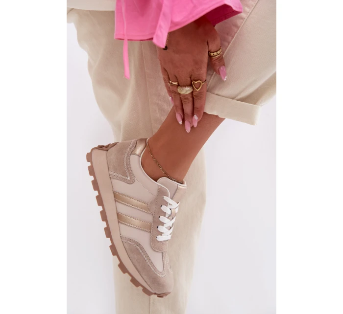 Semišové dámské tenisky na platformě model 22007463 tmavě béžové - S.Barski Semišové dámské tenisky na platformě model 22007463 tmavě béžové - S.Barski