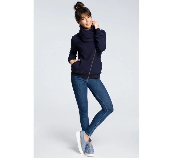 B071 Mikina s kapucňou na zips - tmavomodrá