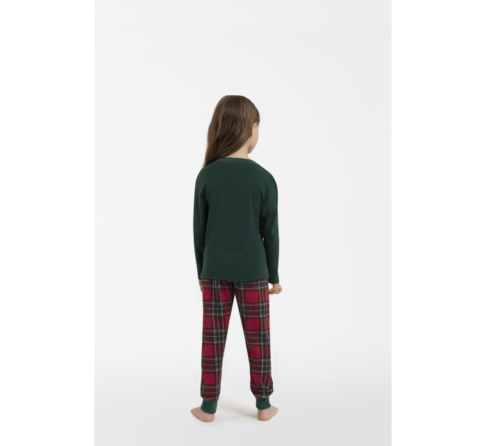 Detské pyžamo Tess, dlhé rukávy, dlhé nohavice - zelené/potlač