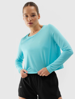 Dámske voľné 4F rýchloschnúce športové tričko s dlhým rukávom - modré