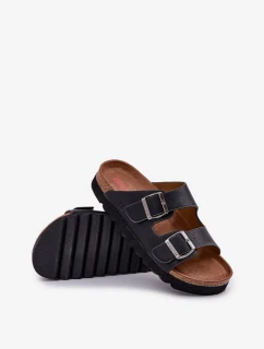 Pánske ľahké papuče s prackami z ECO kože Big Star - čierne