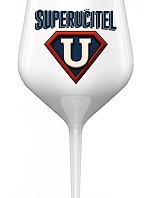 SUPERUČITEL (MARK) - biely nerozbitný pohár na víno 470 ml