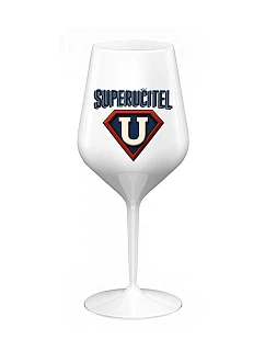 SUPERUČITEL (MARK) - biely nerozbitný pohár na víno 470 ml