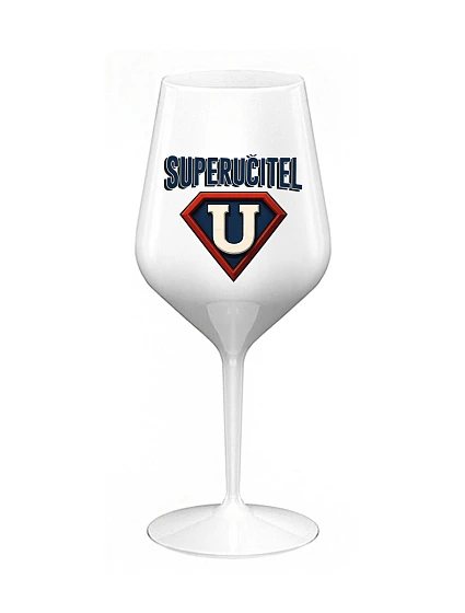 SUPERUČITEL (MARK) - biely nerozbitný pohár na víno 470 ml SUPERUČITEL (MARK) - biely nerozbitný pohár na víno 470 ml