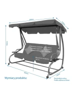 ZÁHRADNÁ A BALKÓNOVÁ HOJDAČKA KASIA 3 OSOBY SIVÁ ZÁHRADNÁ A BALKÓNOVÁ HOJDAČKA KASIA 3 OSOBY SIVÁ