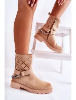 Ażurowe Wiosenne Botki Na Suwak Z Łańcuchem Beżowe Chantelle Ażurowe Wiosenne Botki Na Suwak Z Łańcuchem Beżowe Chantelle