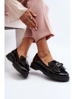 Dámské lakované mokasíny s mašlí model 21648033 černé - Laura Messi