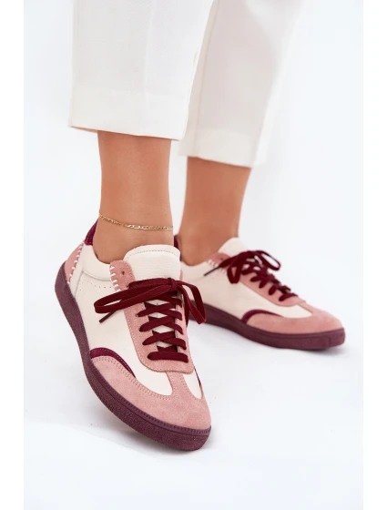 Dámské Kožené Tenisky model 21703133 Béžové - Zazoo Dámské Kožené Tenisky model 21703133 Béžové - Zazoo