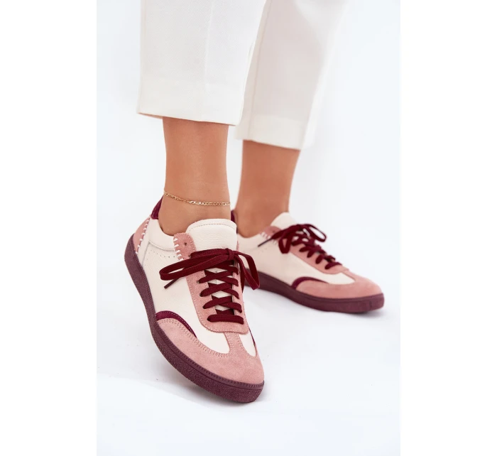 Dámské Kožené Tenisky model 21703133 Béžové - Zazoo Dámské Kožené Tenisky model 21703133 Béžové - Zazoo