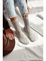 Dámské ponožky s model 21712977 a listy šedý melír - Milena