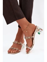 Dámské pantofle s krystaly D&A MR1037-02 Zlaté