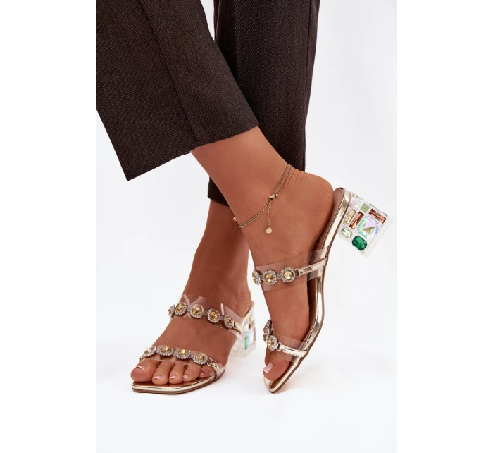 Dámské pantofle s krystaly D&A MR1037-02 Zlaté