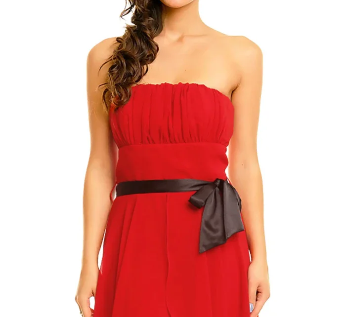 Společenské šaty model 20069567 s mašlí a asymetrickou sukní červené Červená - Mayaadi Společenské šaty model 20069567 s mašlí a asymetrickou sukní červené Červená - Mayaadi