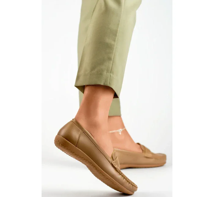 Dámske mokasíny B-3215 Dark beige - Gelteo