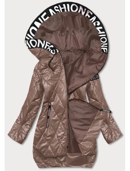 Prešívaná bunda vo farbe cappuccino s kapucňou (B8082-12) Prešívaná bunda vo farbe cappuccino s kapucňou (B8082-12)