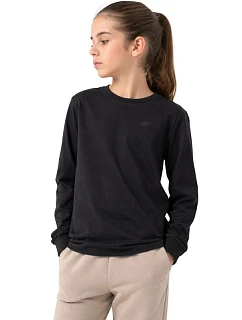 Dievčenské tričko s dlhým rukávom 4F F460 deep black 4FJWMM00TLONF460 20S