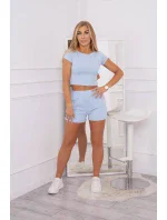 Bavlnená súprava so šortkami modrá