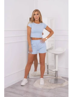 Bavlnená súprava so šortkami modrá