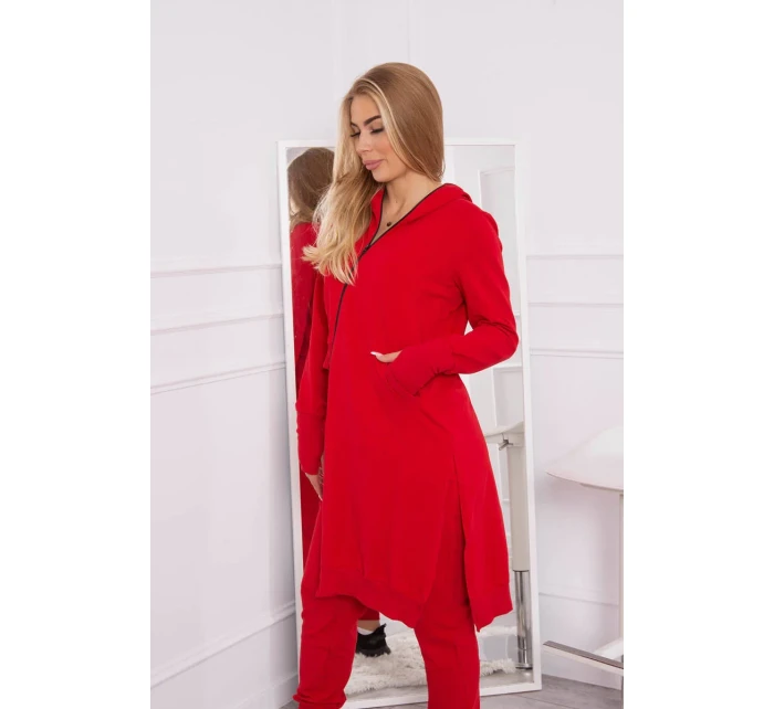 Súprava mikín s dlhšími stranami červená