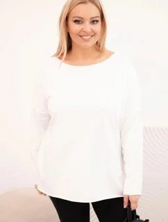 Dámske Plus veľkosť asymetrické dlhý rukáv blúzka biela