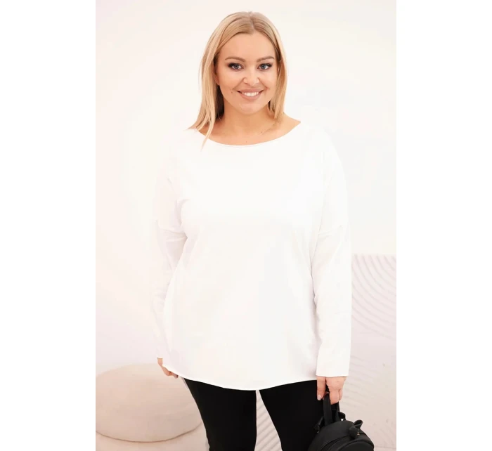 Dámske Plus veľkosť asymetrické dlhý rukáv blúzka biela