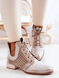 Kožené kozačky model 21576781 Světle béžová - Maciejka