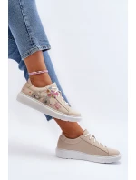 Zazoo 024/TAMARA Damskie Sneakersy Skórzane Beżowe