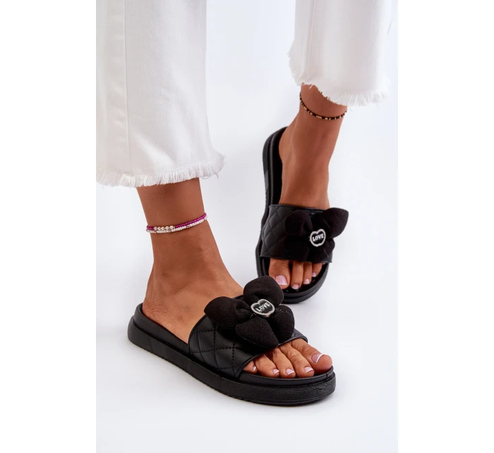 Klapki Damskie Z Ozdobą Na Niskiej Platformie Czarne Cedrella Klapki Damskie Z Ozdobą Na Niskiej Platformie Czarne Cedrella