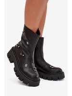 Ocieplane Botki Damskie Na Zamek Z Ozdobami Czarne Thavira Ocieplane Botki Damskie Na Zamek Z Ozdobami Czarne Thavira