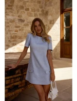 model 20970810 Mini šaty áčkového střihu světle modré - Moe model 20970810 Mini šaty áčkového střihu světle modré - Moe